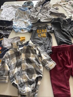 Gymboree Gray Plaid Flannel One-Piece with Yellow Accent PLUS 3-6 month bundle